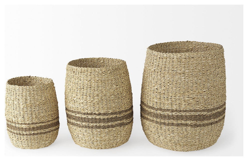 Set of Three Detailed Wicker Storage Baskets