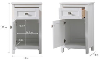 18" Wide Bathroom Storage Freedstanding Cabinet, White