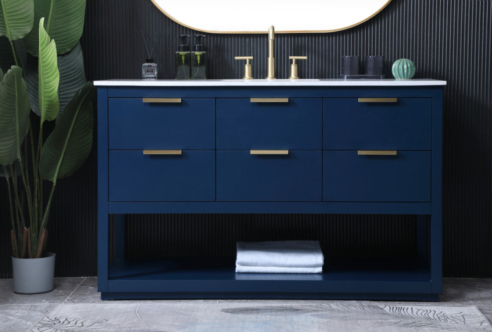 Louie 54" SIngle Bathroom Vanity, Blue