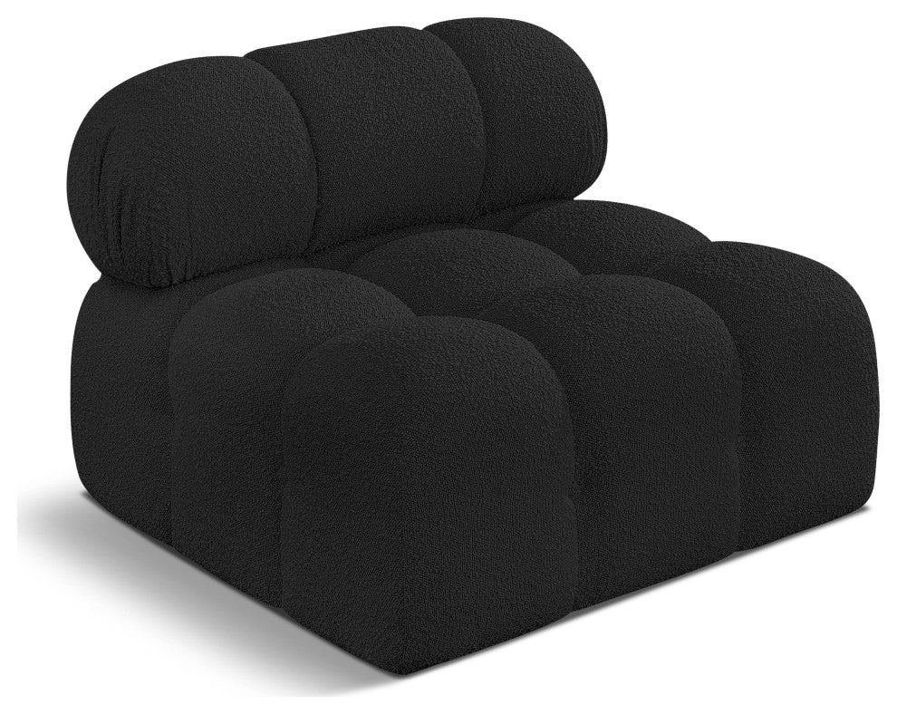 Ames Boucle Fabric Modular Chair, Black, Armless Chair