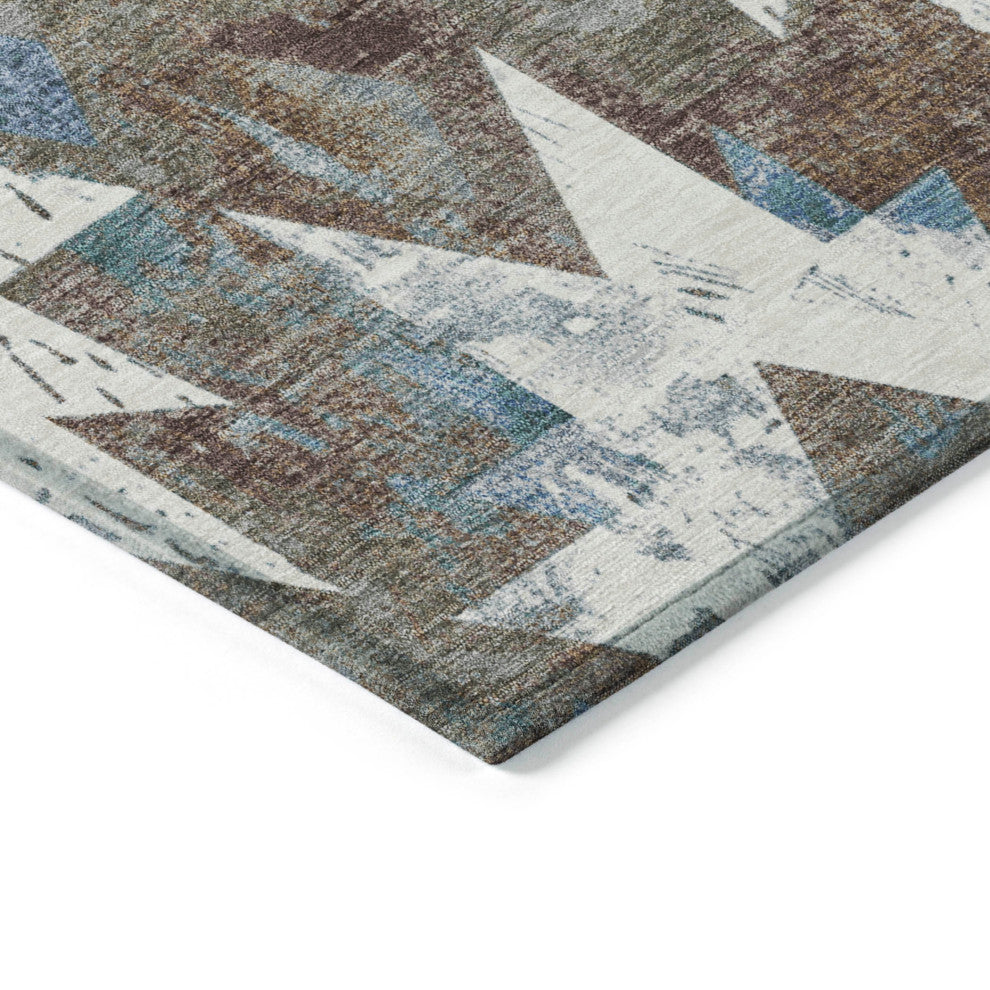 Machine Washable Indoor/Outdoor Chantille ACN1879 Brown 10' x 14' Rug