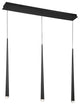 Cascade LED 3-Light Crystal Linear Chandelier 3500K, Black
