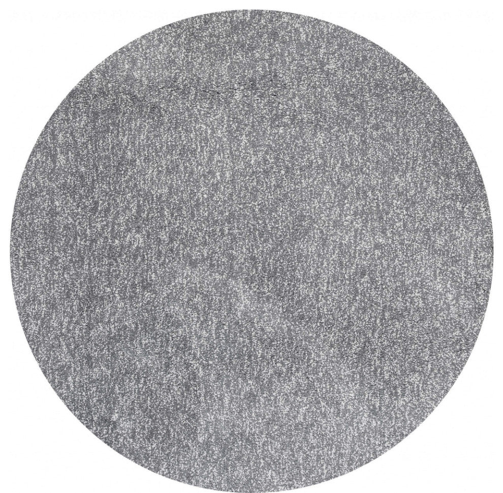 8' Grey Heather Round Indoor Shag Rug