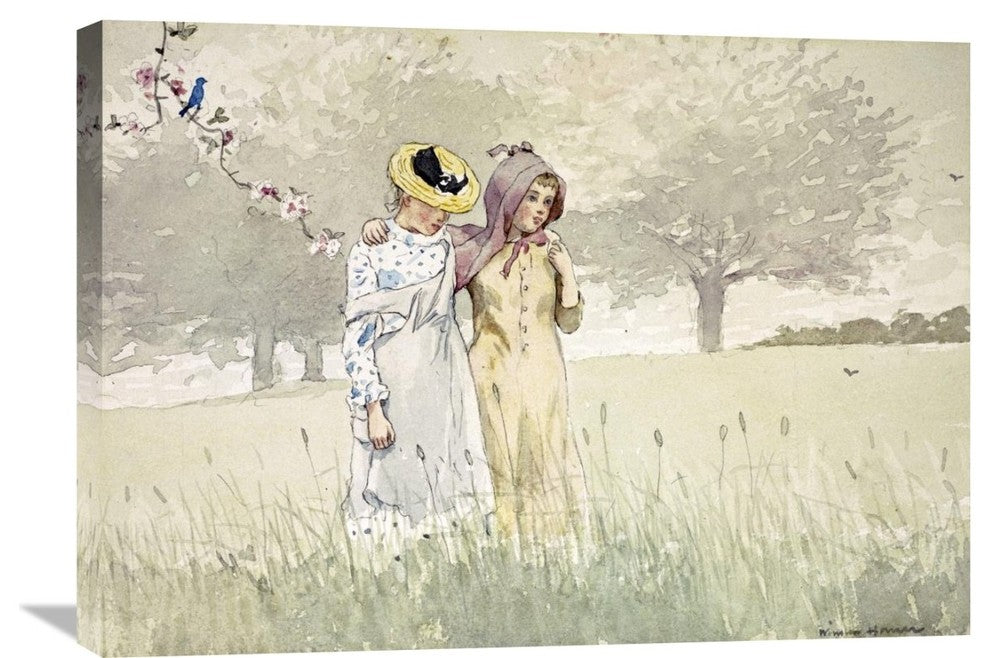 "Girls Strolling In An Orchard" Artwork, 30" x 22"