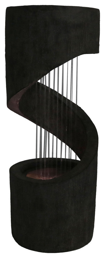 Sunnydaze Showering Spiral Outdoor Water Fountain 31" Water Feature With LED