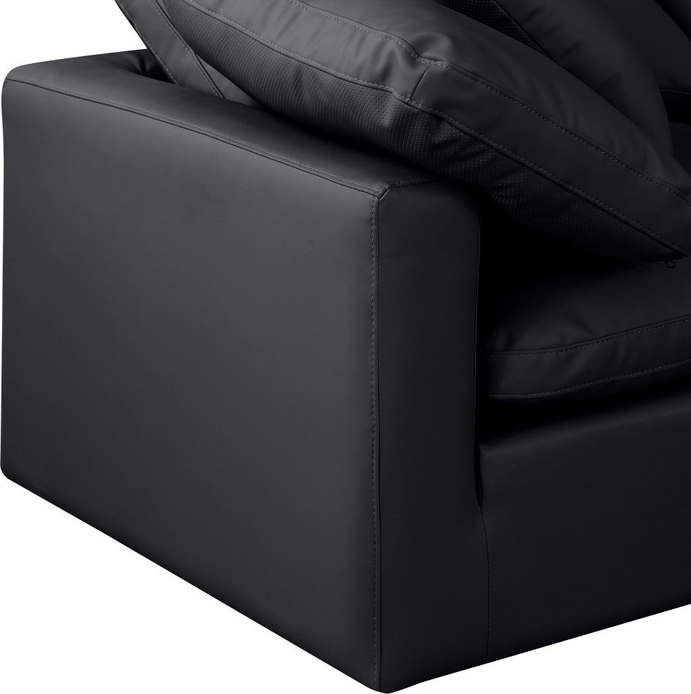 Indulge Upholstered Modular Sofa, Black, 2-Piece: 2 Corner Chair, Fiber Stuffed Vegan Leather