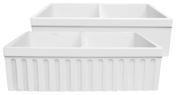 Reversible Matte Double Bowl Fireclay Kitchen Sink