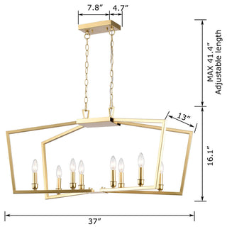Verna 8-Light Gold Metal Frame Candle Chandelier