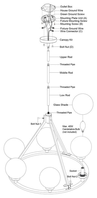Lander 28" 6 Light Chandelier Matte Black