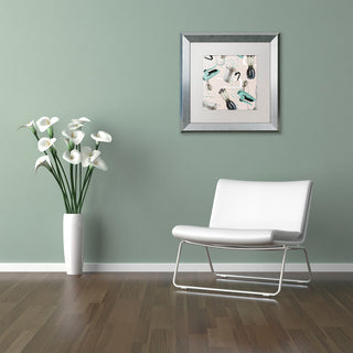 Color Bakery 'Fifties Patterns I' Art, Silver Frame, White Matte, 11"x11"