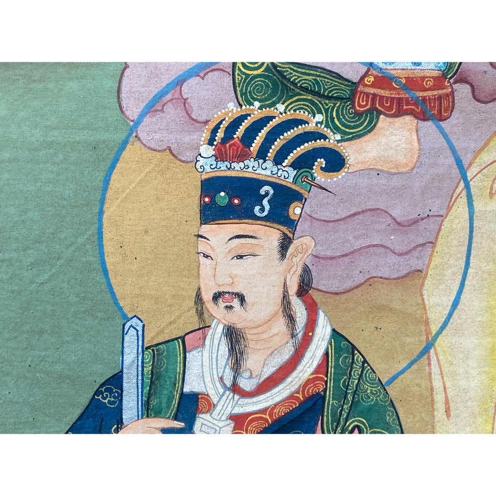 Large Chinese Canvas Art of The Three Great Emperor - Officials Hcs7164