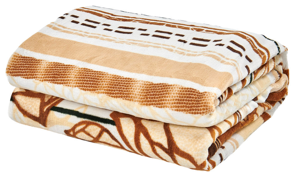 Floral Printed Flannel Throw, Leaves