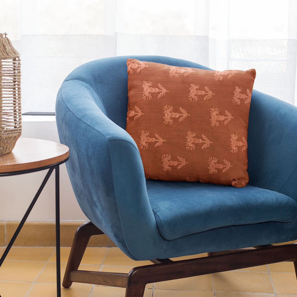 Plutus Red Growth Motif Luxury Throw Pillow, 16"x16"