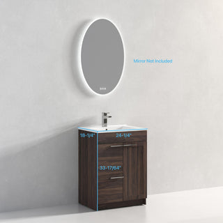 Freestanding Bathroom Vanity With Top Mount Sink, Cali Walnut, 24'' Ceramic Sink