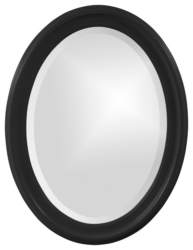 George Oval Mirror, Glossy Black