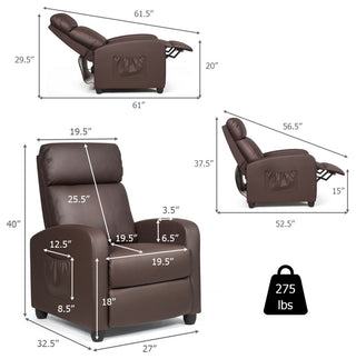Recliner Massage Chair, Ergonomic Adjustable Single Sofa with Padded Seat