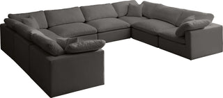 Plush Velvet / Down Standard Comfort 8-Piece U-Shaped Modular Sectional, Grey