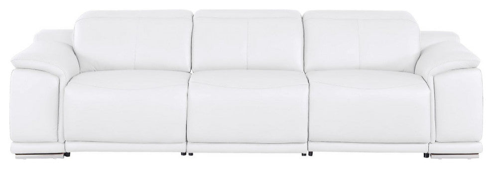 Matteo Three Power Reclining Sofa Crafted In Genuine Leather, White