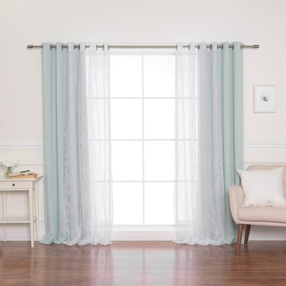 Rose Sheers and Blackout Curtains, Mint, 52"x96"
