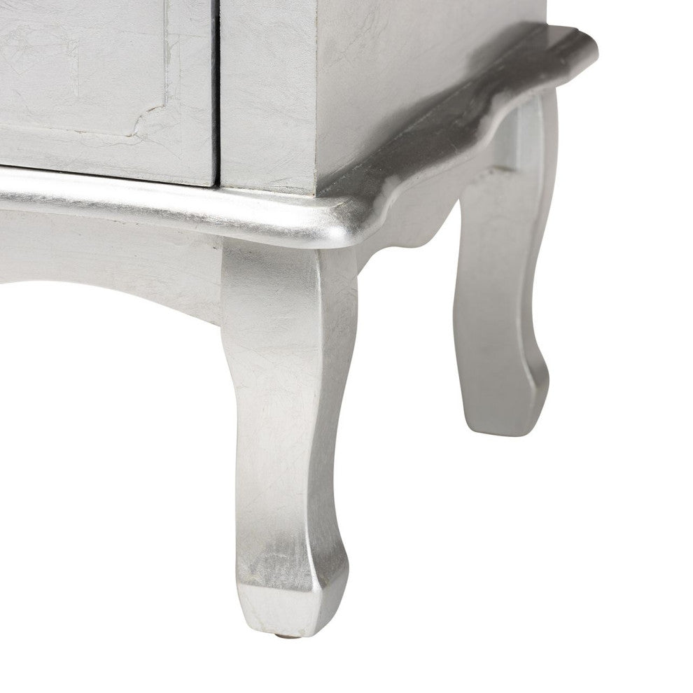 Newton Classic and Traditional Silver Finsihed Wood 3-Drawer Nightstand
