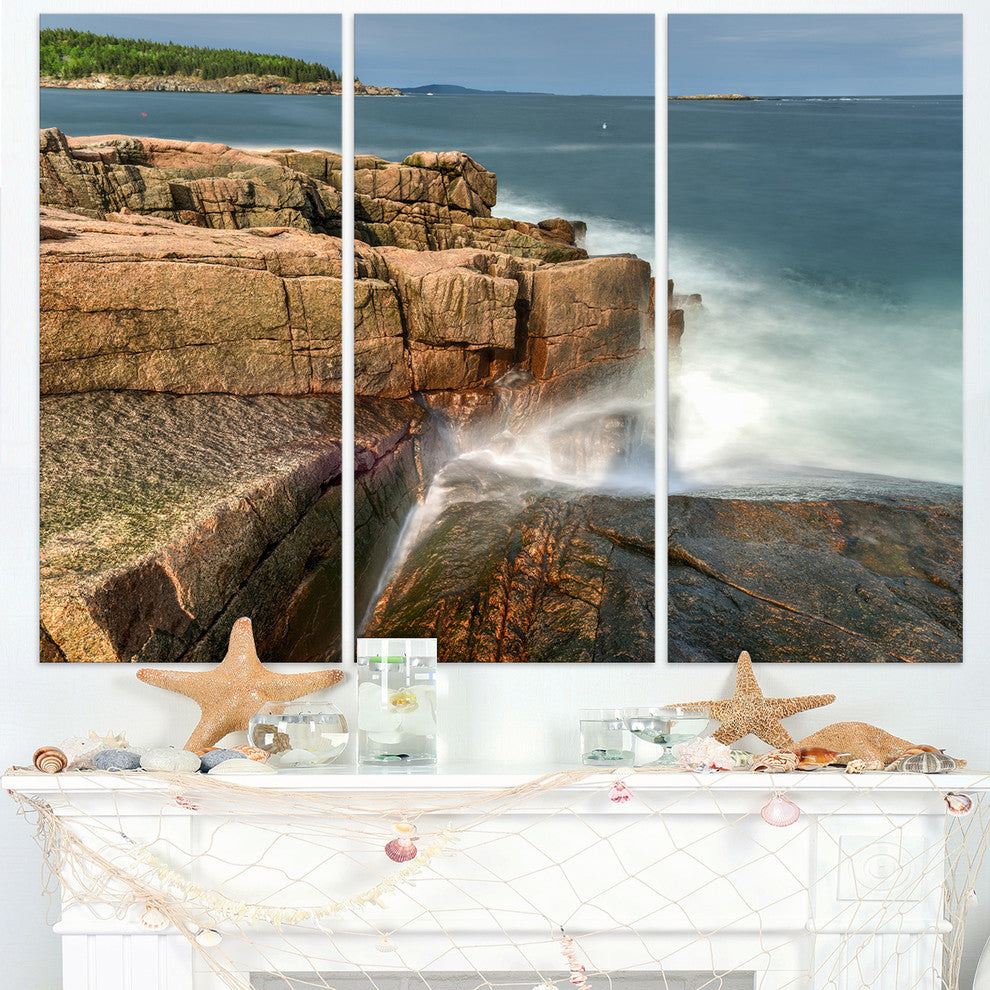 "Acadia National Park Coast" Oversized Beach Metal Wall Art, 3 Panels, 36"x28"