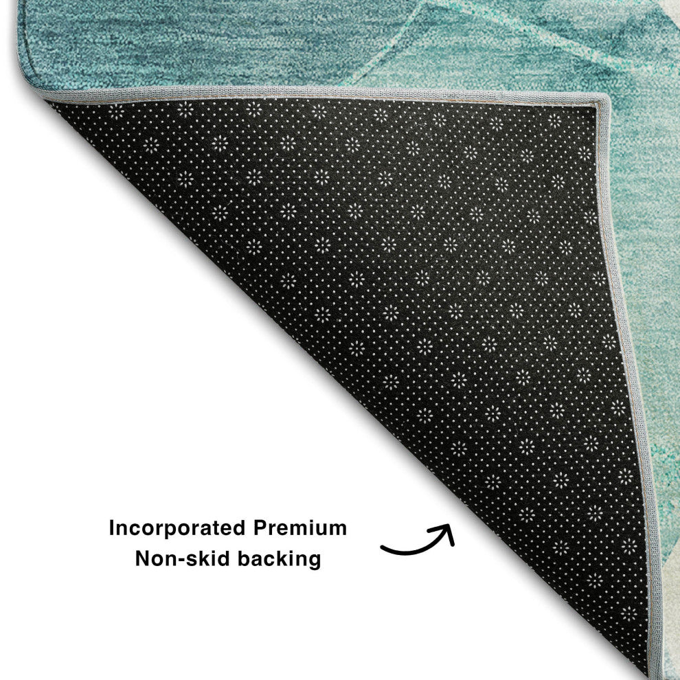 Premium Machine Washable Mayfield AMF544 Teal 3' x 5' Rug