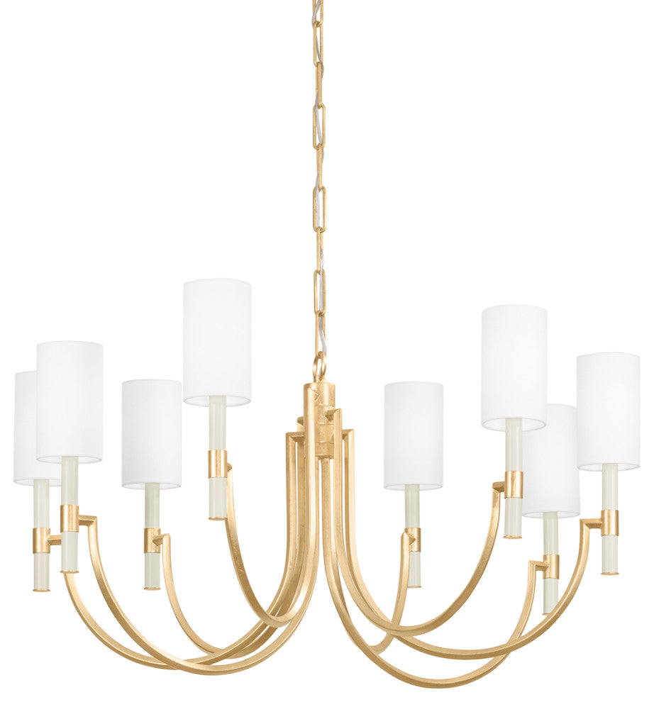 8-Light Chandelier, Vintage Gold Leaf