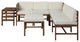 7-Piece Modular Acacia - 5 seat, Ottoman, and Side Table - Dark Brown