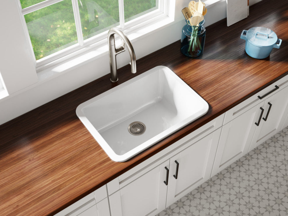 LaToscana 27'' Undermount or Drop-In Fireclay Sink, White