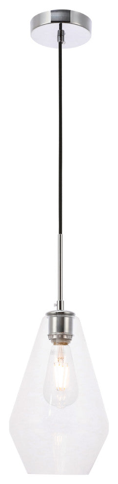 Gene 1 Light Pendant in Chrome & Clear Glass