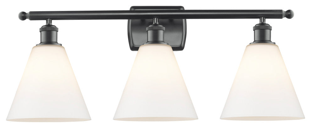Innovations 516-3W-BK-GBC-81 3 Light Bath Vanity Light, Matte Black