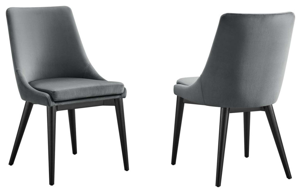 Viscount Accent Performance Velvet Dining Chairs, Set of 2, Gray