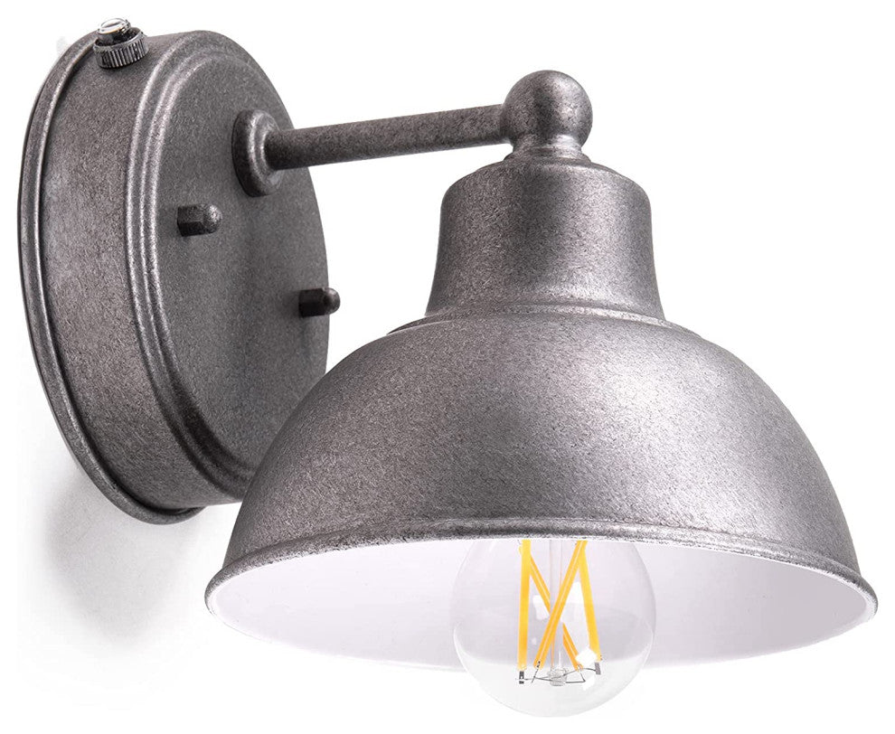 Dusk To Dawn Farmhouse Outdoor Lighting Porch Wall Fixture In Galvanized Finish