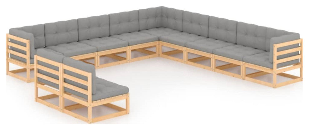 Vidaxl 11 Piece Garden Lounge Set With Cushions Solid Pinewood