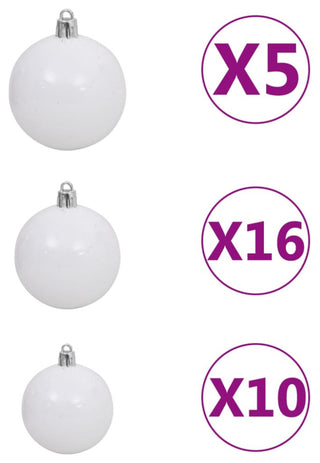 vidaXL Artificial Pre-lit Christmas Tree with Ball Set Xmas Decoration White