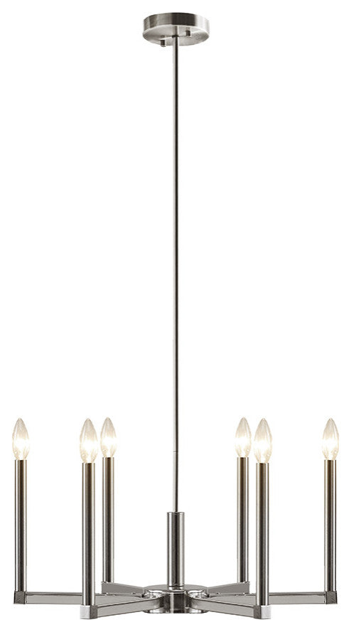 INK+IVY Renzetti Contemporary 6-Light Candle Style Chandelier, Silver