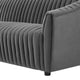 Tufted Sofa, Charcoal Gray, Velvet, Modern, Mid Century Hotel Lounge Cafe