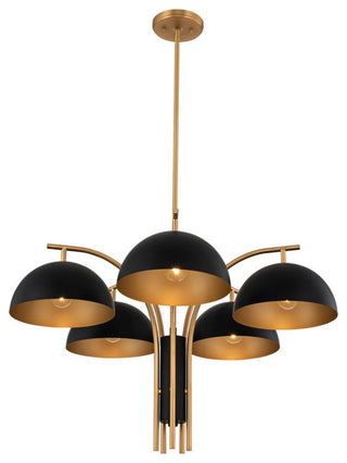 Marcel 30x20" 5 Light Chandelier, Matte Black with New Brass
