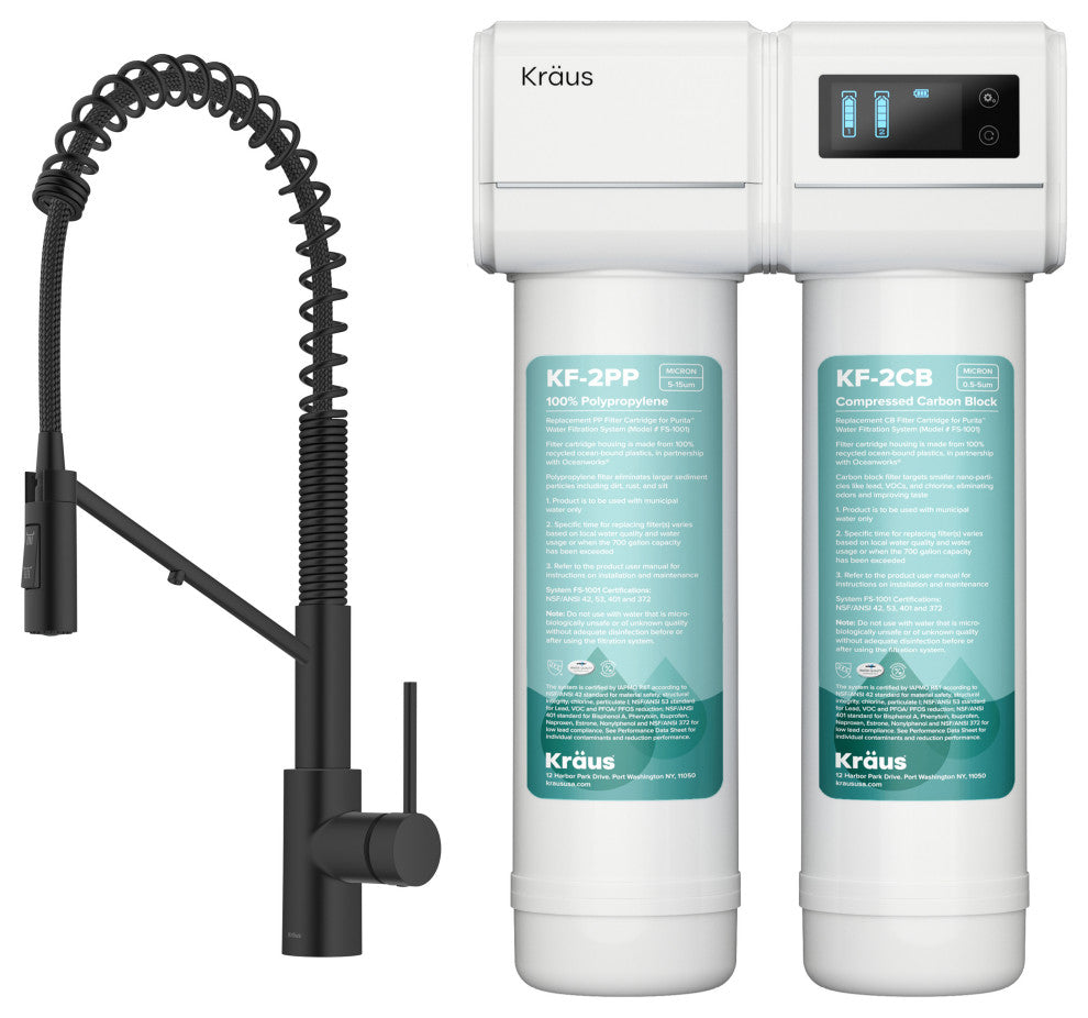KRAUS Oletto Pull-Down Filter Kitchen Faucet MB w/ Purita Filtration System