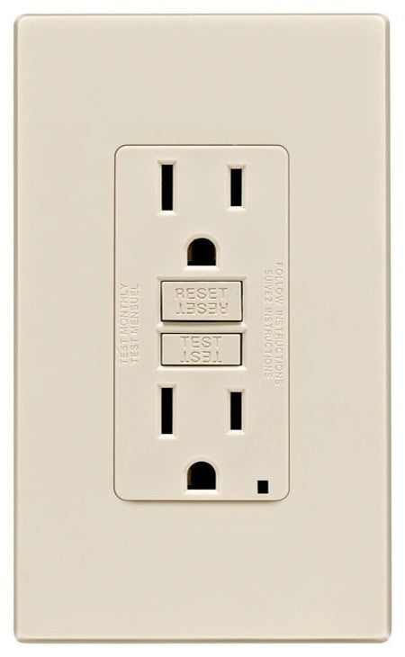 Leviton GFCI Receptacle With Wall Plate, 15 Amp, 125 Volt