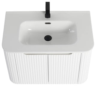 Caskvalley Bath Vanity, Straight Fluted Design Sink Included, White, 30"