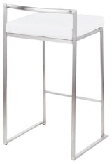 Fuji Contemporary Stackable Counter Stool in Stainless Steel with White Velvet C