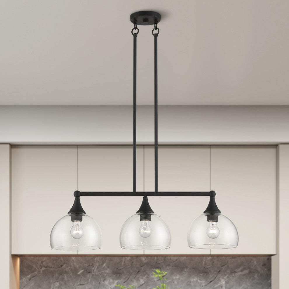3 Light Black Linear Chandelier