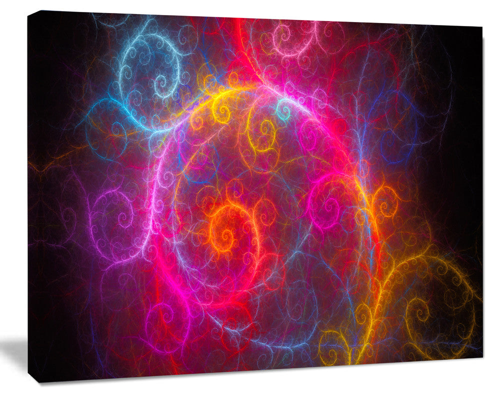 Beautiful Pink Pattern on Black, Oversized Abstract Canvas Art Print, 60x40