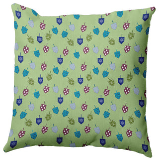 Dreidel Pattern Indoor/Outdoor Throw Pillow, Light Green, 18"x18"