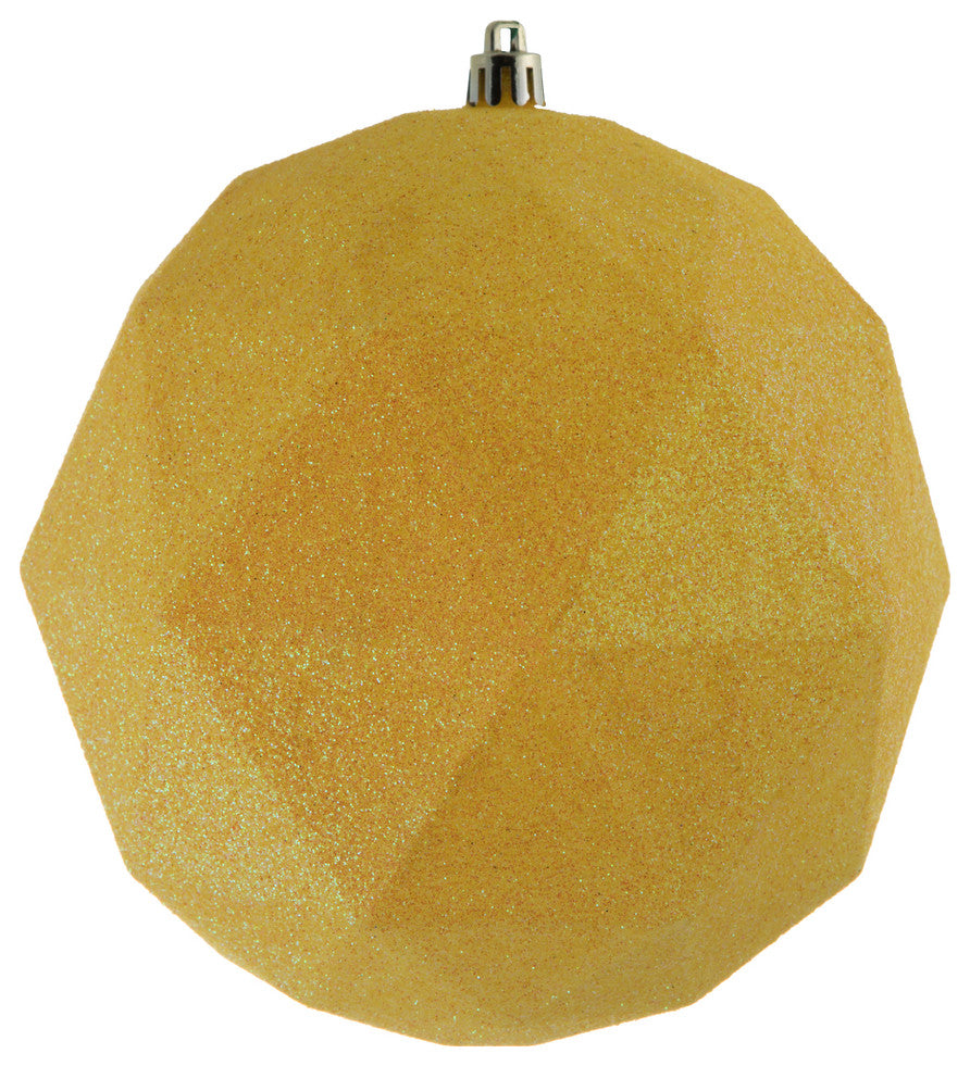 Vickerman M177478DG 6" Yellow Glitter Geometric Ball Ornament, 4 per bag