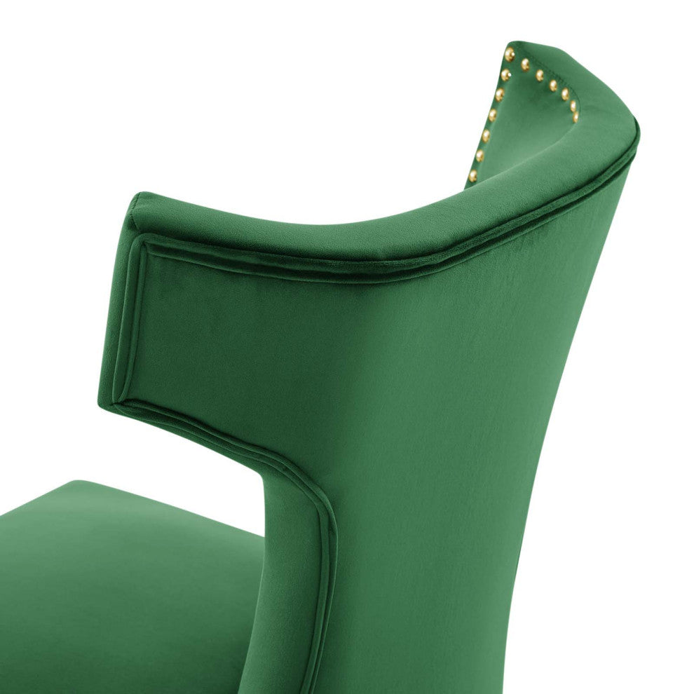 Dining Chair, Nailhead, Set of 2, Green, Velvet, Modern, Bistro Hospitality