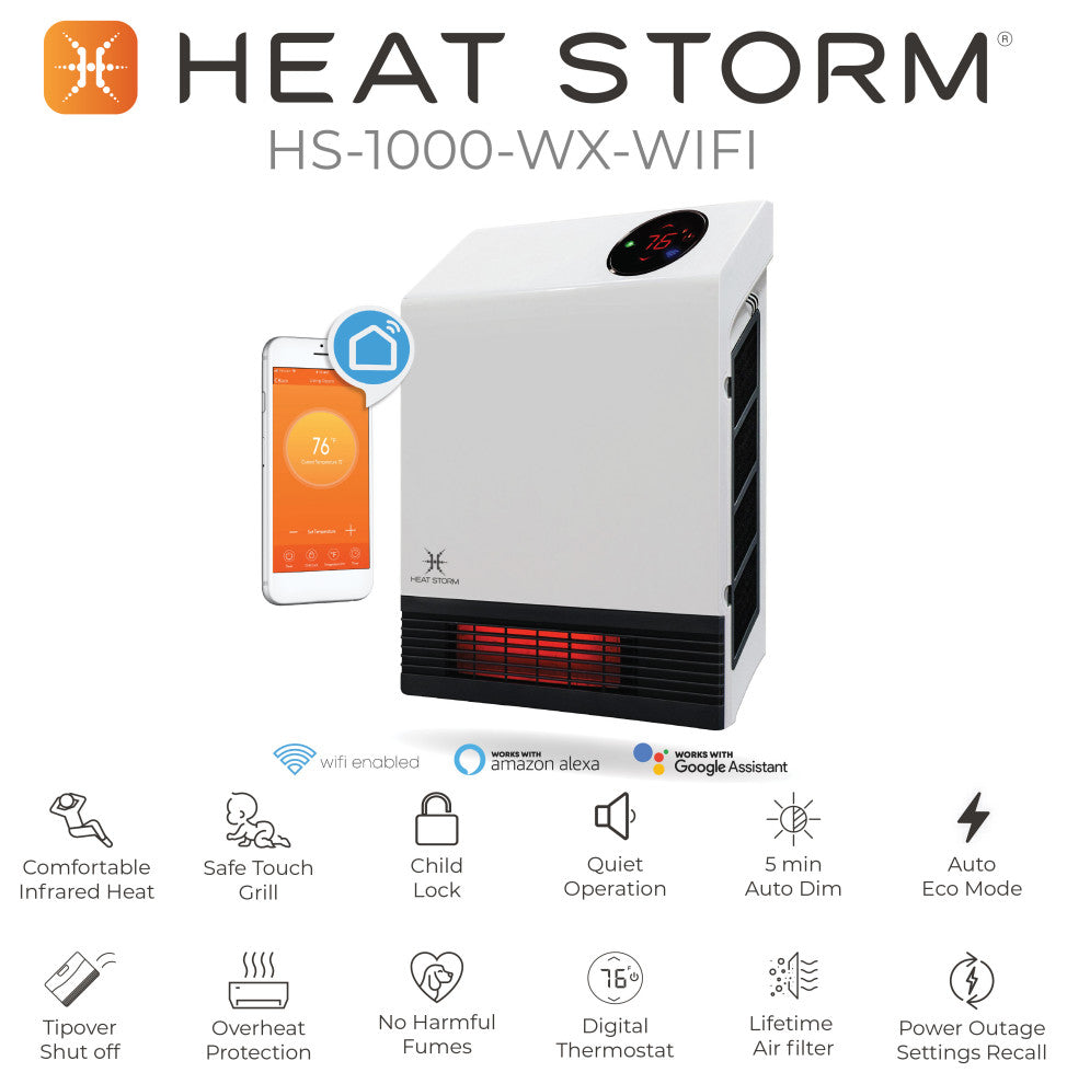 Heat Storm 1000 Watt Infrared Wall Mount WiFi Enabled Heater