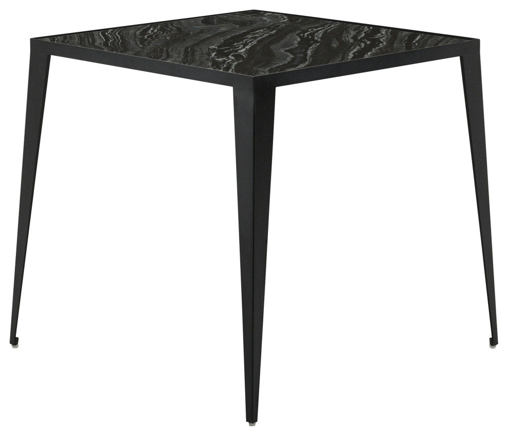 Mink Marble Top Side Table, Top: Black, Base: Black Stainless
