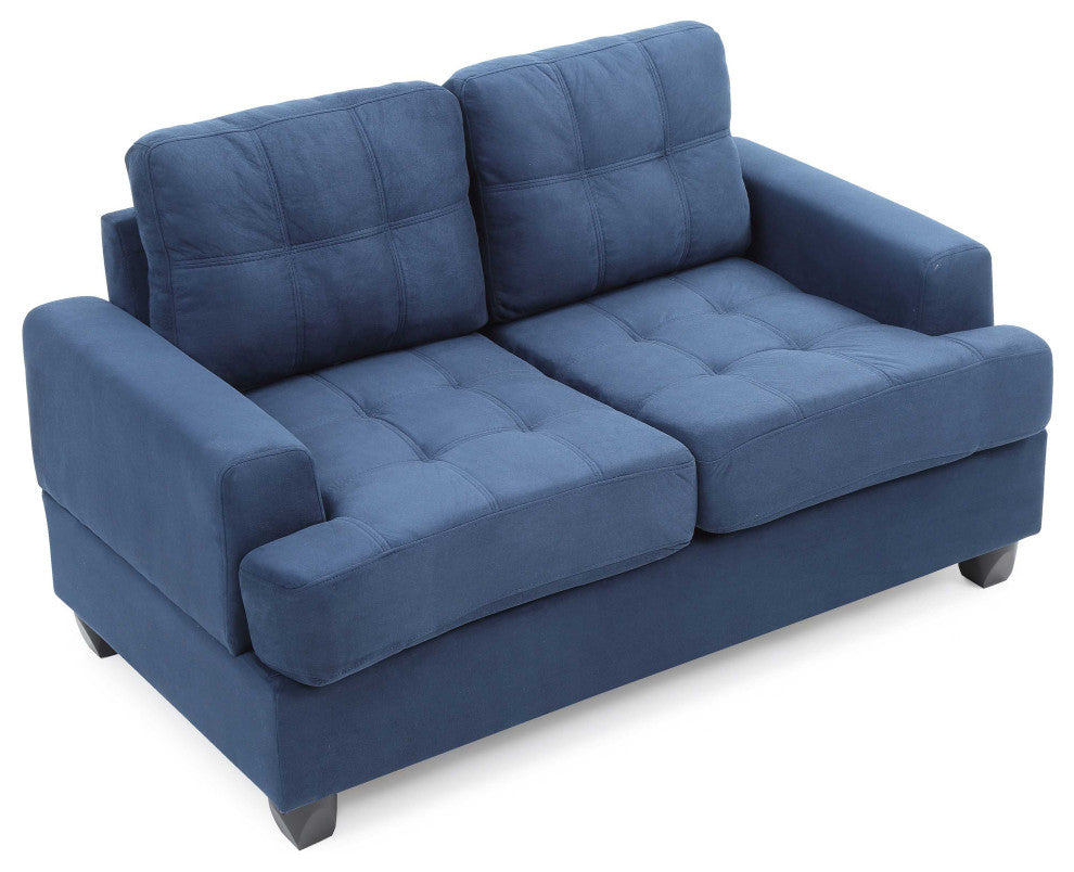 Sandridge 58 in. W Flared Arm Microfiber Straight Sofa, Navy Blue